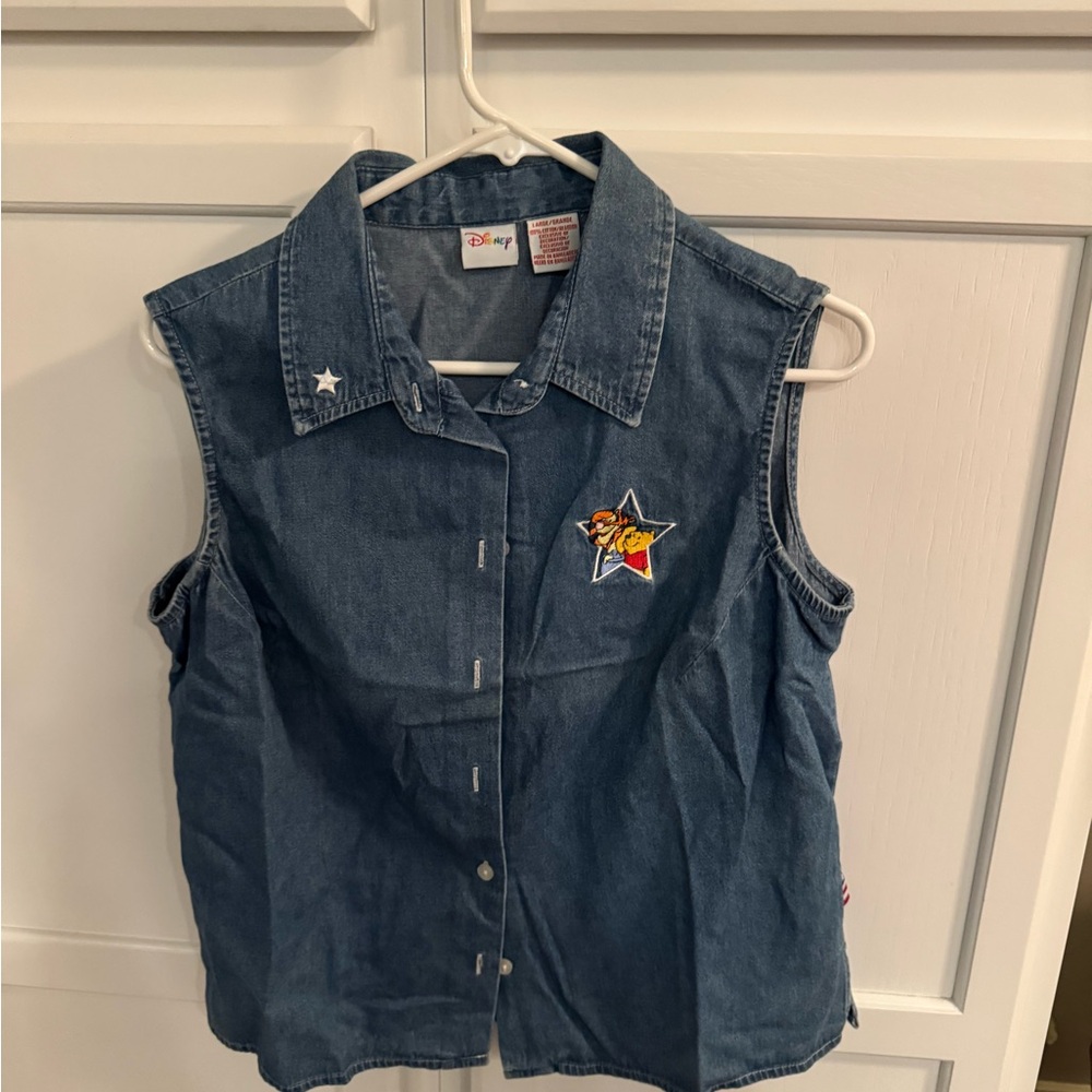 Disney Denim Sleeveless Shirt with Star Patch